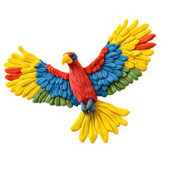 Obraz premium Colorful Playdough Creation of a Parrot on a Solid transparent background for Artistic and Educational Use
