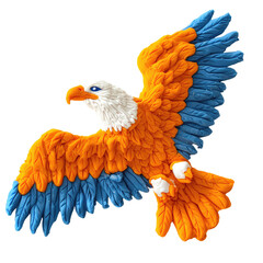 Obraz premium Colorful Playdough Eagle Sculpture on Solid transparent background for Creative Projects and Educational Purposes