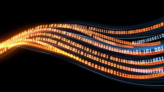 Abstract Digital Wave: Binary Code Flowing in a Cybernetic Stream