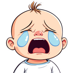 Vsai sad baby crying with tears running down cheeks