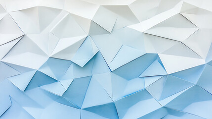 Obraz premium Abstract Geometric Paper Sculpture Wall Art with Triangular Shapes in Light Blue and White Tones