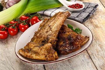 Tasty roasted pork ribs with spices