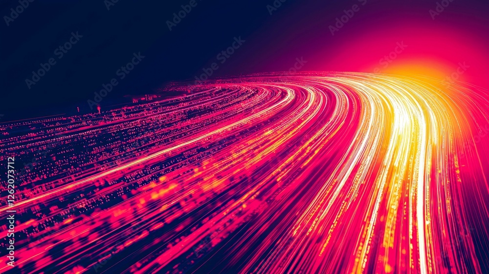 Wall mural abstract futuristic technology background: dynamic data flow and network connections. a vibrant digi