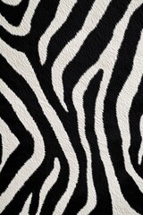 Zebra pattern rug with black and white stripes.