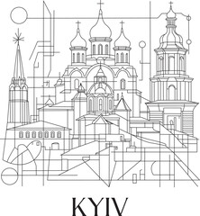 Kyiv City Line Draw Simple Minimalist 