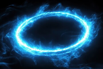 Naklejka premium Glowing Blue Energy Ring Abstract Background