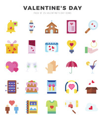 Fototapeta premium Set of simple Flat Valentine'S Day Icons. Flat art icons pack.