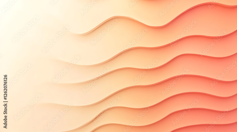 Wall mural Abstract Peach Colored Wavy Layers Design for Stylish Presentation Backgrounds and Creative Layouts