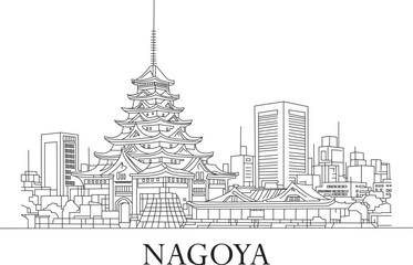 Nagoya City Line Draw Simple Minimalist