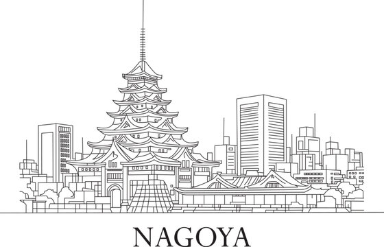 Nagoya City Line Draw Simple Minimalist