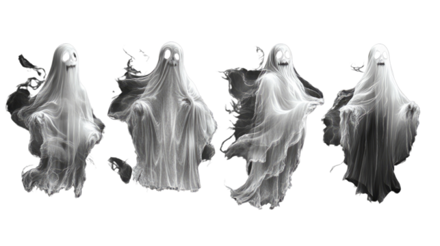 Specter Squad: A ghostly gathering of spectral figures float gracefully, radiating an eerie, yet enchanting, aura.