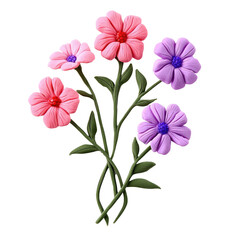 Naklejka premium Whimsical Playdough Flowers Crafted in Vibrant Colors on a transparent background for Creative Projects and Educational Use