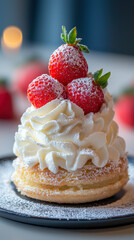 freshly baked strawberry shortcake pastry