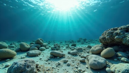 Obraz premium Underwater view of a dead coral reef affected by bleaching and environmental damage 