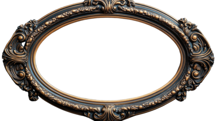 Antique Oval Frame: An exquisitely detailed antique oval frame, intricately carved with floral motifs, ready to showcase art or serve as a classic decorative element.