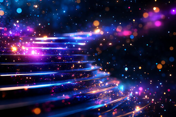 Obraz premium A surreal staircase leading into a swirling galaxy, symbolizing the journey of exploration, discovery, and the limitless possibilities of the universe