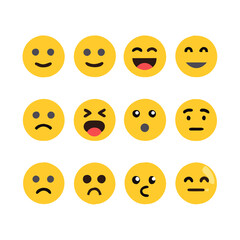 Obraz premium Grid of Emoticons with Various Expressions