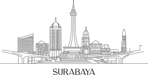 Naklejka premium Surabaya City Line Draw Simple Minimalist