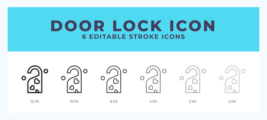 Door lock icon symbol. Outline. Lineal icon with editable stroke.