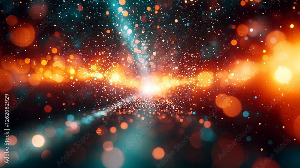 Poster abstract festive background: shimmering lights and sparkling bokeh effects