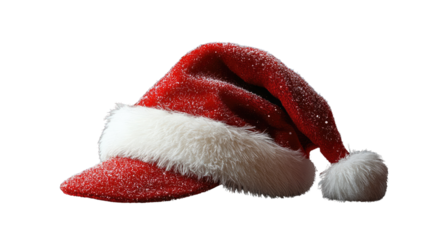 Santa's festive hat: A classic Santa hat, with its iconic red and white design, sits poised, ready to spread holiday cheer. evoking the magic of the season.