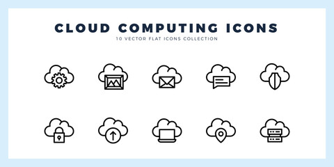 10 Cloud Computing Lineal icon pack. vector illustration.