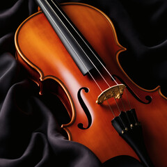 Fototapeta premium A beautifully crafted classical violin warm wood tones, intricate details, and polished surface. Perfect for music, art, and tradition-themed projects.