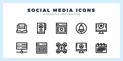 10 Social Media Lineal icon pack. vector illustration.