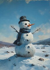 Obraz premium snowman on the snow