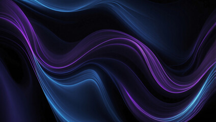 Blue and Violet Neon Wave Pattern on Black Background