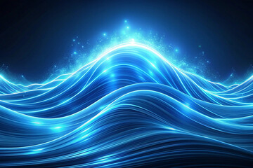 Fototapeta premium Glowing blue digital waves, abstract background, futuristic tech design