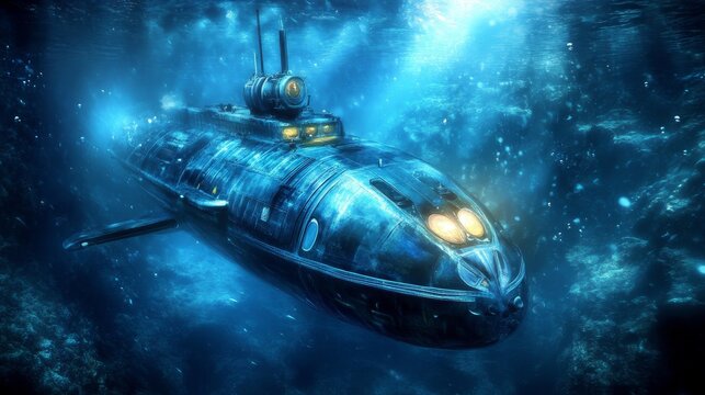 Exploring the depths  a sophisticated submarine descending into the mariana trench