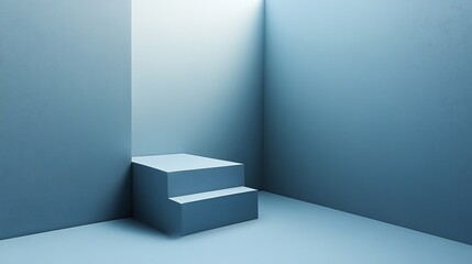 Obraz premium Minimalist Blue Room Corner Step Display