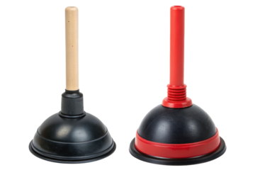 Plungers clear clogged drains isolated with transparent background
