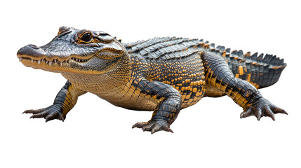 Fototapeta premium Crocodile: A formidable crocodile showcases its robust physique, exuding an aura of raw power and primordial existence.