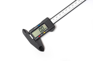Electronic caliper with display photographed on a white background.