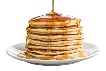 a stack of pancakes with syrup or honey pouring over them