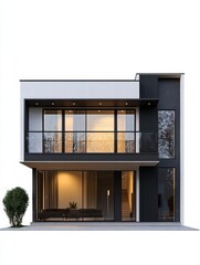 Modern Architectural Home: A minimalist and stylish two-story home with clean lines, large windows, and a modern facade, showcasing a contemporary design aesthetic.