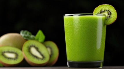Refreshing green kiwi smoothie recipe kitchen image clean close-up healthy lifestyle