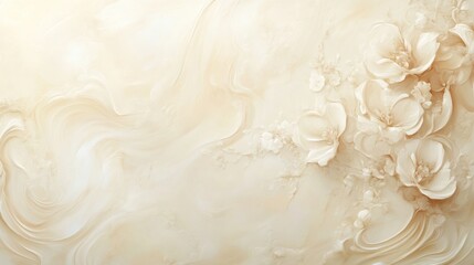Fototapeta premium A refined cream swirl backdrop with soft floral patterns in a delicate hand-painted style