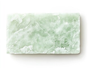 Green marble slab, studio shot, white background, texture sample