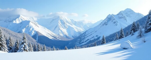 Mountains are covered in a thick layer of fresh snow, landscape, snow, icy