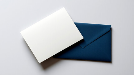 A blank greeting card with a decorative envelope on a clean surface