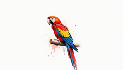 Obraz premium Watercolor parrot perched on branch