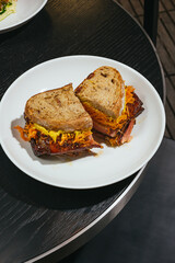 sandwich with ham cheese and Korean carrots