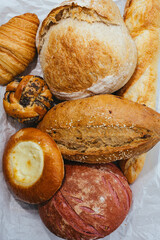 craft bread buns baguette and croissant