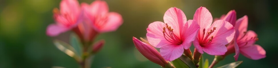 delicate pink petals unfolding on oleander flowers, garden, oleander