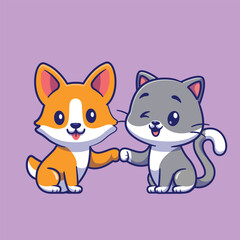 cute-cat-corgi-dog-cartoon-vector-icon-illustration-animal-friend-icon-concept-isolated-premium-vect