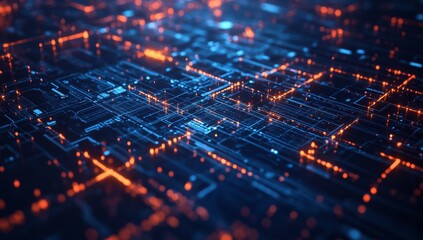 Digital network data flowing, abstract background, technology concept