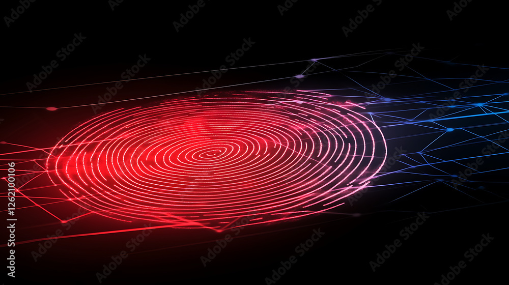 Poster digital fingerprint authentication cyber security concept with futuristic connection network